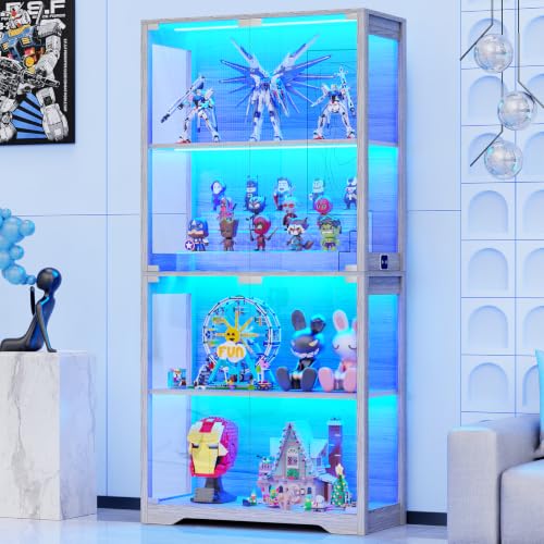 Glass Cabinet Display - Display Cabinet with Glass Doors, 4-Tier