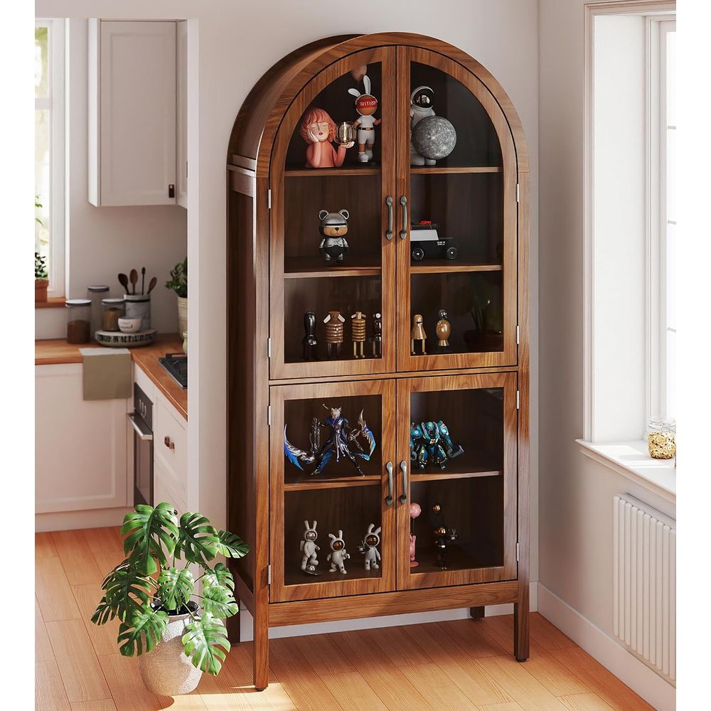 Glass Cabinet Display - 70.9 Tall Walnut Acrylic Glass Display
