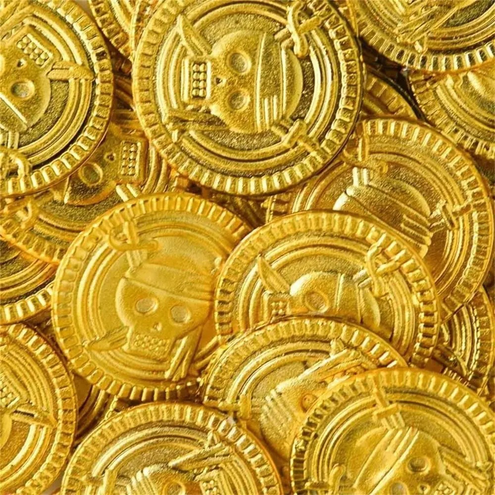 Plastic Pirate Gold Coins Gold - Arcade Game Coin 评论和价格