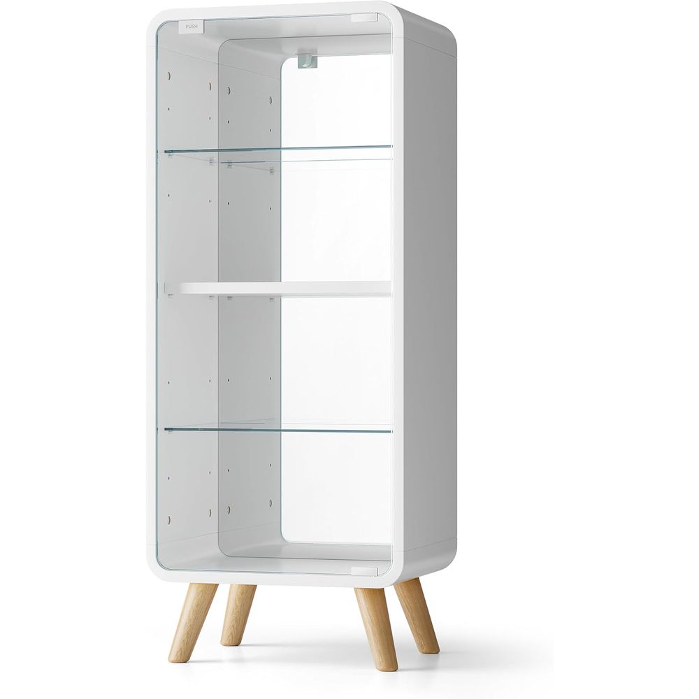 4-Tier Adjustable Glass Displa - Glass Cabinet Display 评论和价格