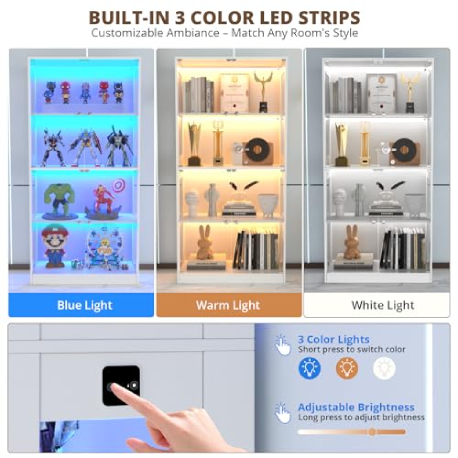 65'' Display Cabinet with Glas - Glass Cabinet Display 评论和价格