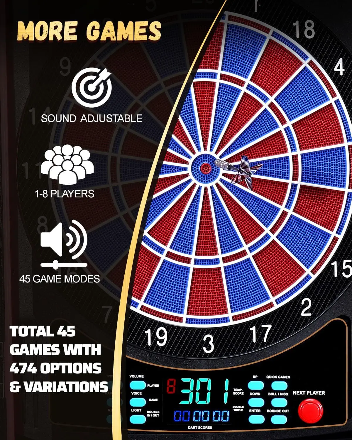 Electronic Dart Board, Electri - Electronic Dartboard Cabinet 评论和价格