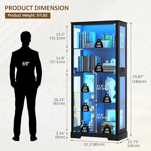 71” Glass Display Cabinet with - Glass Cabinet Display 评论和价格