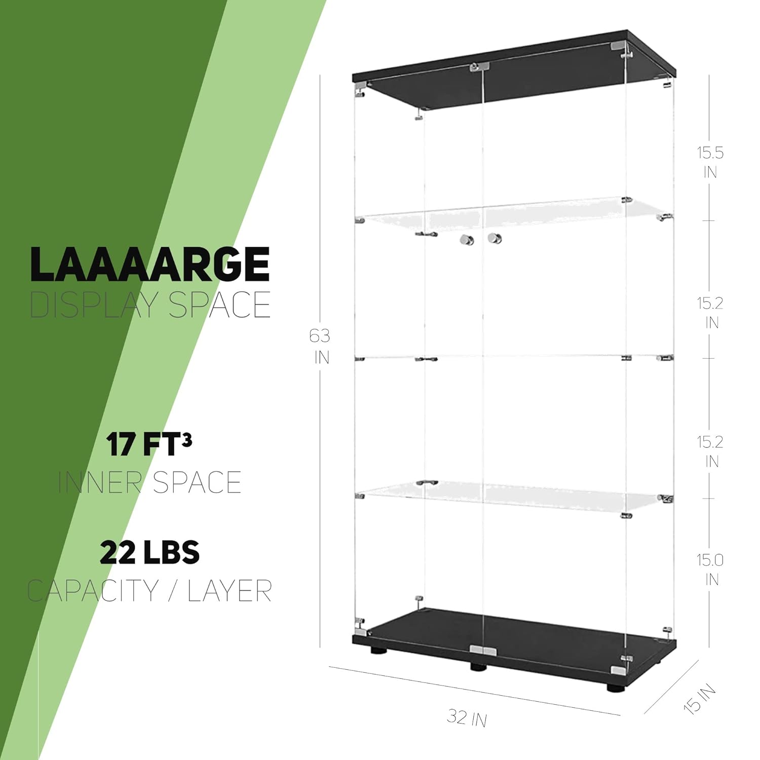 Glass Display Cabinet with 4 S - Glass Cabinet Display 评论和价格
