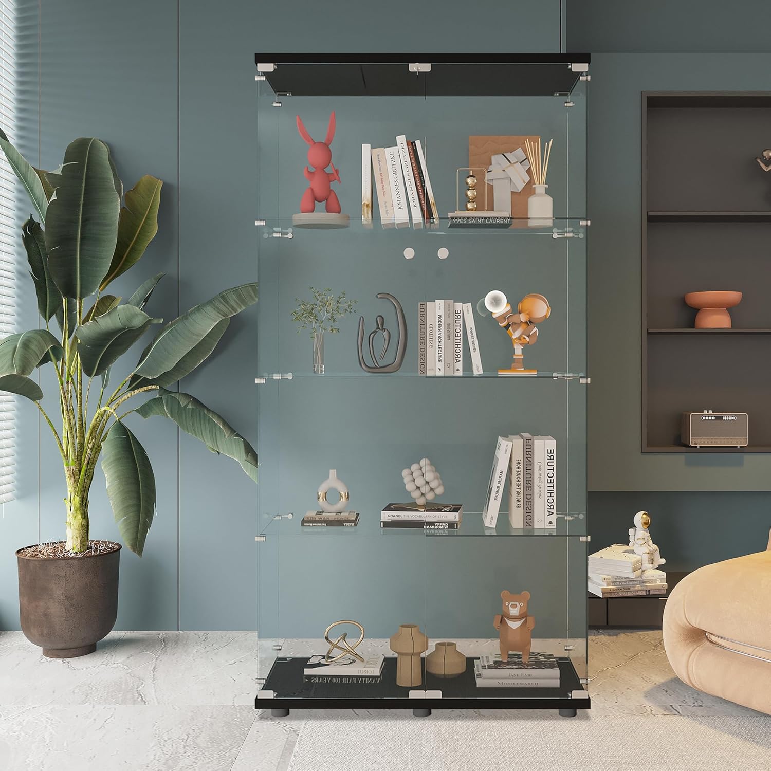 Glass Display Cabinet with 4 S - Glass Cabinet Display 评论和价格